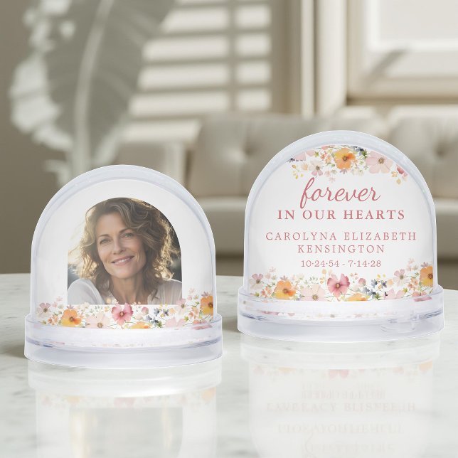 Forever in Our Hearts Wildflower Memorial Photo Snowglobe (Forever in Our Hearts Wildflower Memorial Photo Snow Globe)