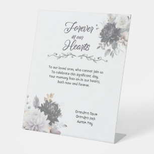 Forever In Our Hearts With Names Memorial Wedding Pedestal Sign