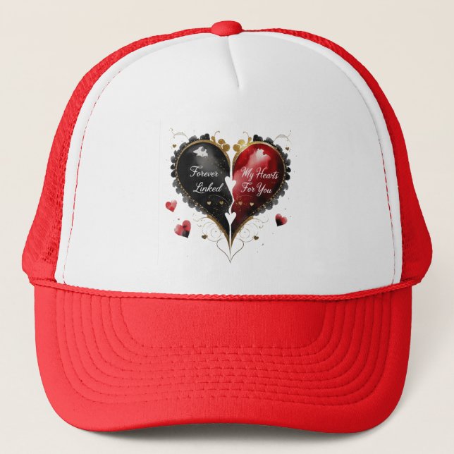 Forever Linked , My Heart Beats For You Trucker Hat (Front)