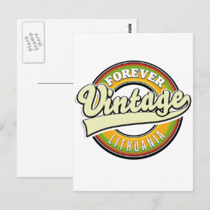 Forever lithuania vintage logo. postcard