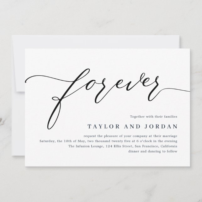 Forever Love EDITABLE COLOR Wedding Invitation (Front)