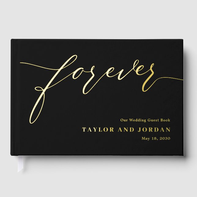 Forever Love Editable Colour Foil Guestbook (Front)