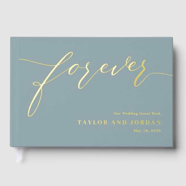 Forever Love Editable Colour Foil Guestbook (Front)