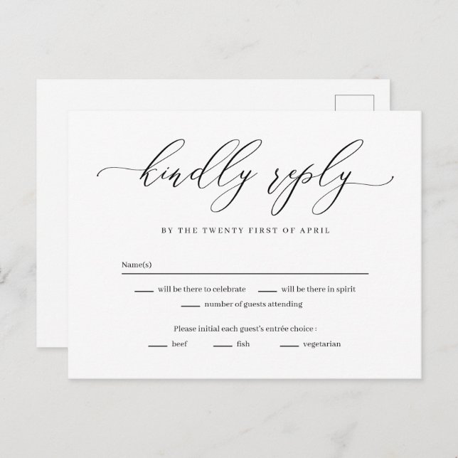 Forever Love Editable Colour RSVP Reply Card (Front/Back)