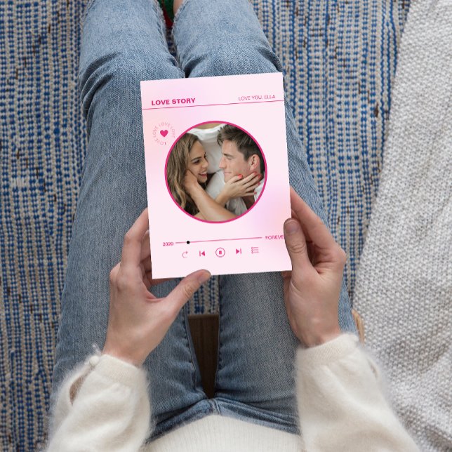 Forever Love Pink Heart Photo Valentines Card (Forever Love Pink Heart Photo Valentines Day Card)