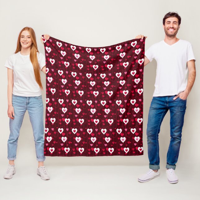 Forever Love Red Hearts Fleece Blanket (In Situ)