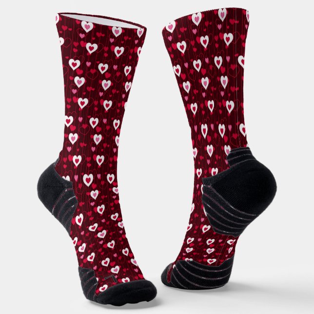 Forever Love Red Hearts  Socks (Angled)