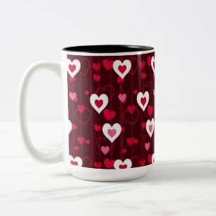 Forever Love Red Hearts Two-Tone Coffee Mug