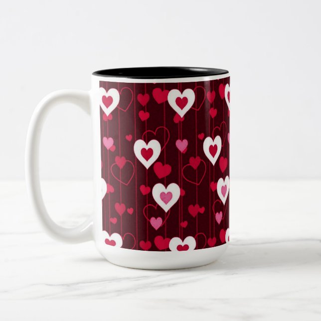 Forever Love Red Hearts   Two-Tone Coffee Mug (Left)