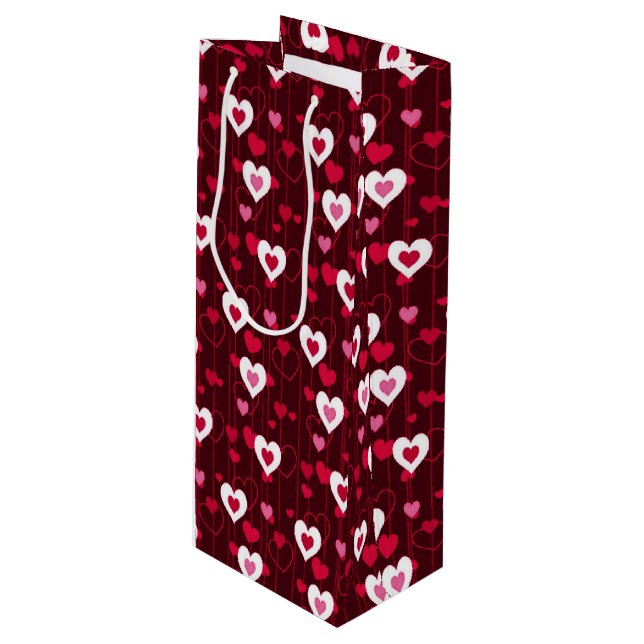 Forever Love Red Hearts  Wine Gift Bag (Front Angled)