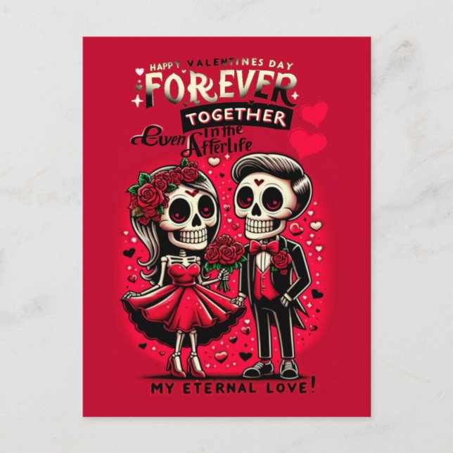 Forever love skeleton old school tattoo style  postcard (Front)