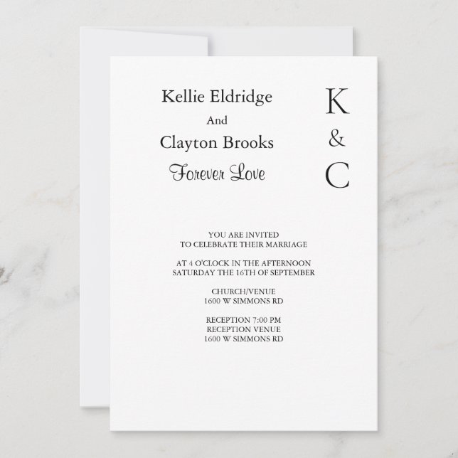 Forever Love Wedding Invitation (Front)