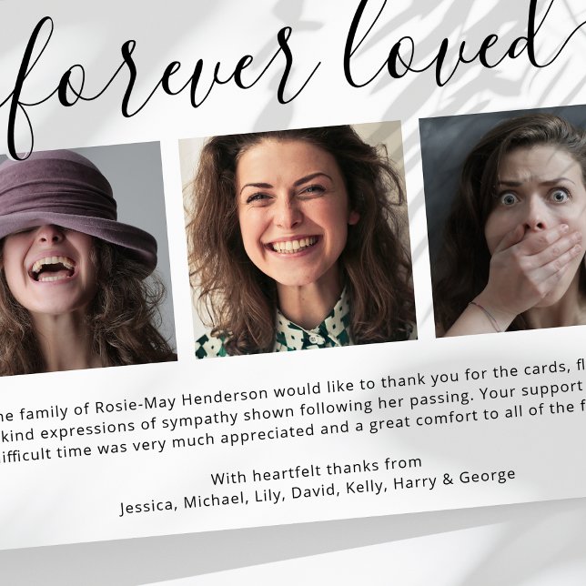 Forever Loved 3 Photo Funeral Thank You (Creator Uploaded)