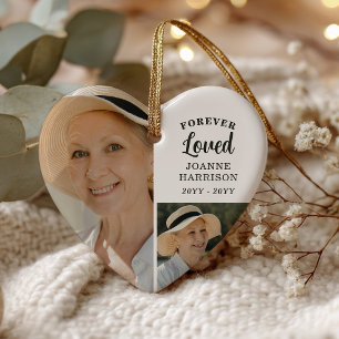 Forever Loved 5 Photo Collage Heart Memorial Ceramic Tree Decoration
