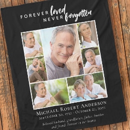 Forever Loved Funeral Memorial Photo Fleece Blanket