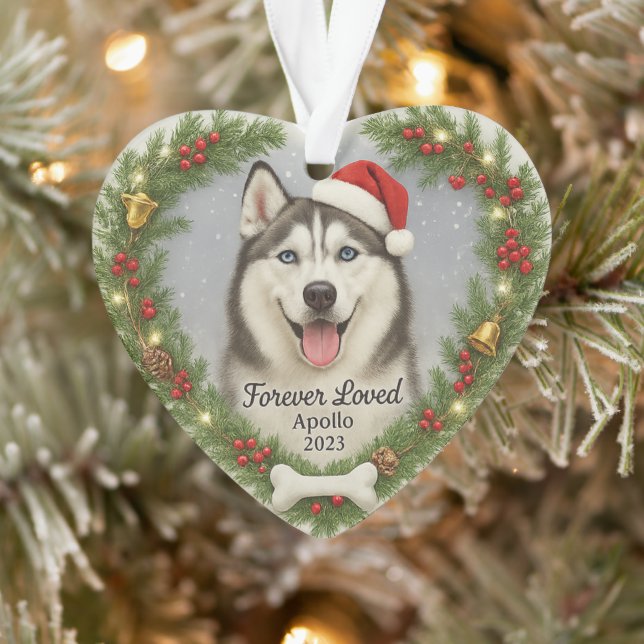 Forever Loved Heart-Shaped Christmas Pet Memorial Ornament (Tree)