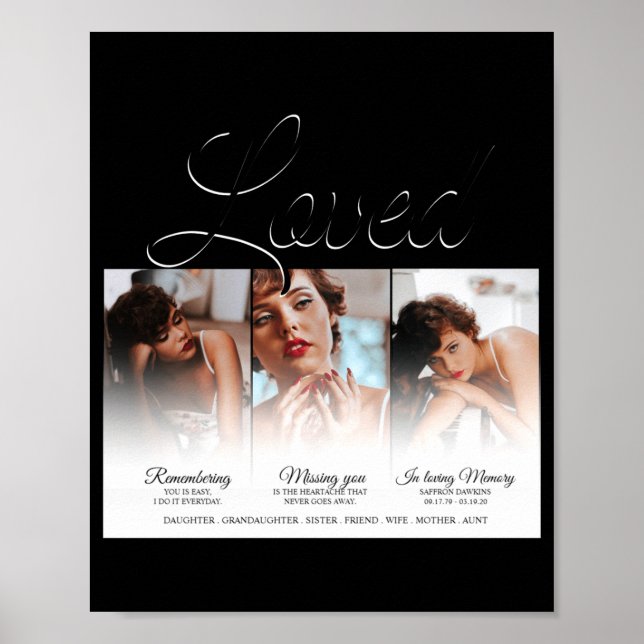 Forever Loved Memorial 3 Photo Memorial  Poster (Front)