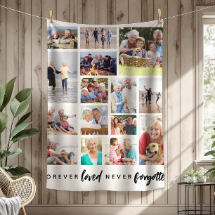 Forever Loved Never Forgotten 15 Photo Memorial Fleece Blanket