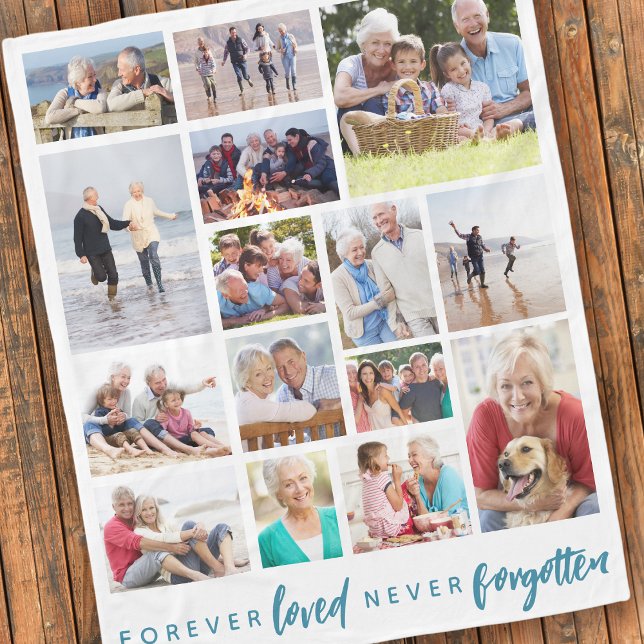 Forever Loved Never Forgotten 15 Photo Memorial Fleece Blanket (Creator Uploaded)