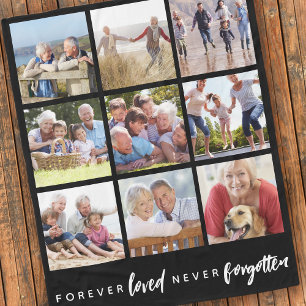 Forever Loved Never Forgotten 9 Photo Memorial Fleece Blanket