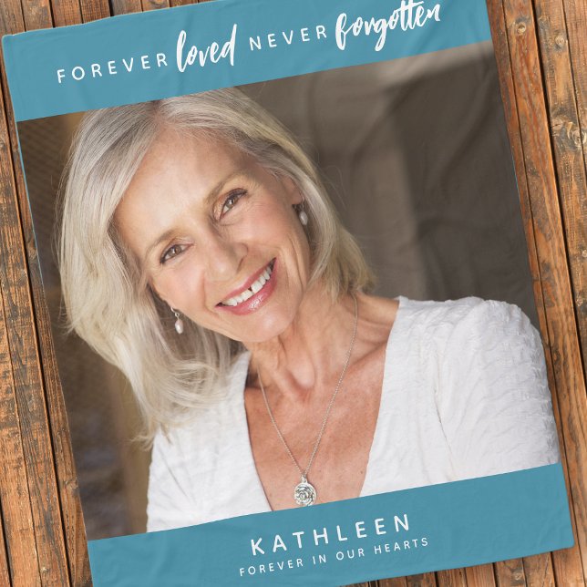 Forever Loved Never Forgotten Photo Memorial Fleece Blanket (Creator Uploaded)