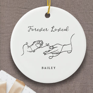 Forever Loved Pet Memorial Dog Cat Paw Print Photo Ceramic Tree Decoration