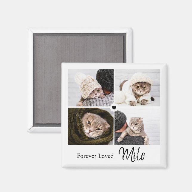 Forever Loved Photo Collage Pet Memorial Magnet (Front/Back)