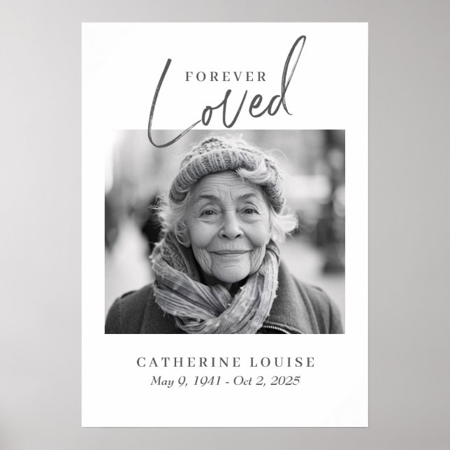 Forever Loved Script Celebration of Life Funeral Poster (Front)