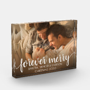 Forever Merry Flourish Calligraphy Keepsake Photo Block