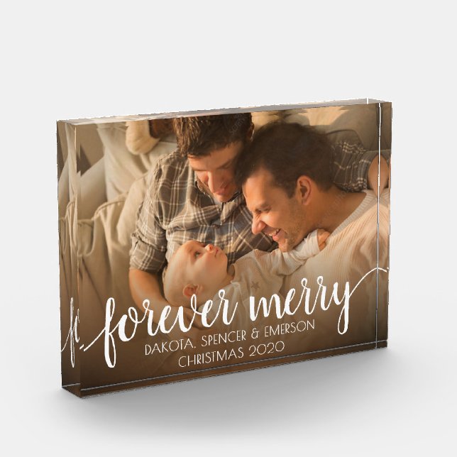 Forever Merry | Flourish Calligraphy Keepsake Photo Block (Left)