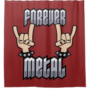 Forever Metal Heavy Metal Devil Horns Hand Signs Shower Curtain
