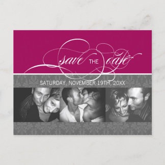 Forever More SAVETHEDATE Photo Postcard:raspberry Announcement Postcard