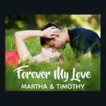 Forever My Love Casual Script Personalised Photo Poster<br><div class="desc">Celebrate your love with a trendy typography photo poster. Modern and stylish, this custom design features an editable text field containing "Forever My Love" in casual script lettering, an editable text field for the couple's names in elegant sans serif, and a template for a full bleed photo. Easily personalise this...</div>