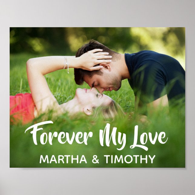 Forever My Love Casual Script Personalised Photo Poster (Front)