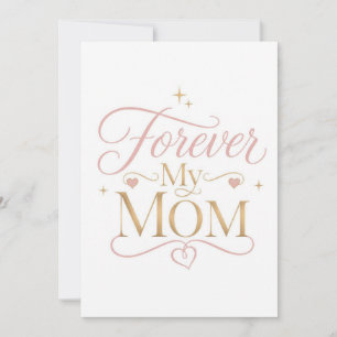 Forever My Mum Elegant Pink Gold Quote Thank You Card