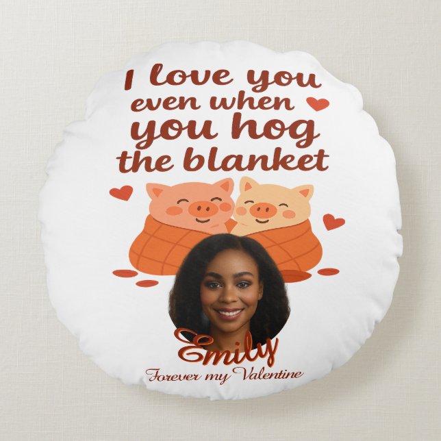 'Forever my Valentine' Personalized Round Pillow (Front)