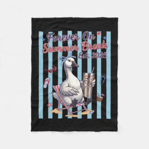 Forever On Summer Break Retirement Cute Summer Fleece Blanket