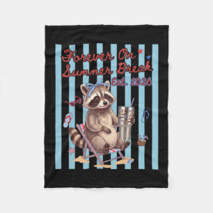 Forever On Summer Break Retirement Cute Summer Fleece Blanket