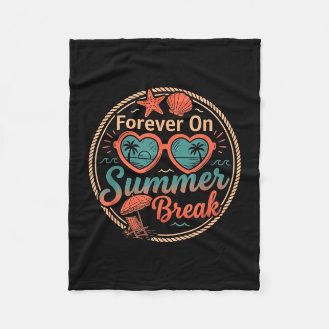 Forever on summer break retro beach vacation fleece blanket (Front)