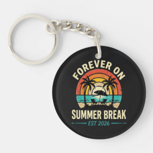 Forever On Summer Break Vintage Sunset Key Ring