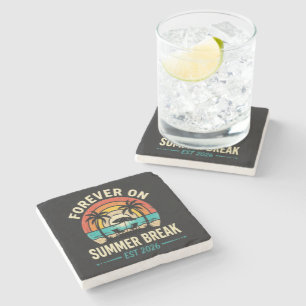 Forever On Summer Break Vintage Sunset Stone Coaster