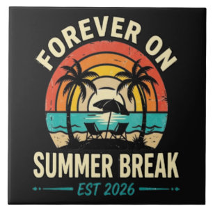 Forever On Summer Break Vintage Sunset Tile
