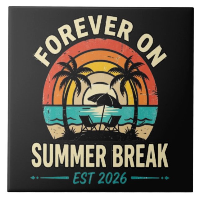 Forever On Summer Break Vintage Sunset Tile (Front)