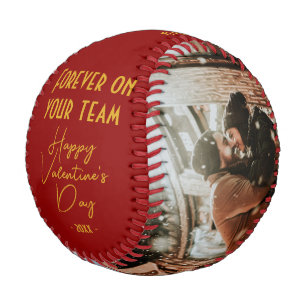 Forever on your team Happy Valentine's 2 Photo Baseball