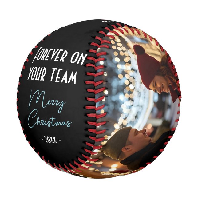 Forever on your team Merry Christmas 2 Photo Baseball (Angled)