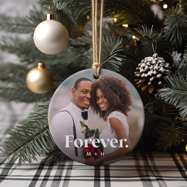 Forever Overlay Personalised Couples Photo Ceramic Tree Decoration (Creator Uploaded)