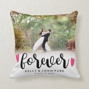 Forever Overlay Script Custom Names Wedding Photo Cushion