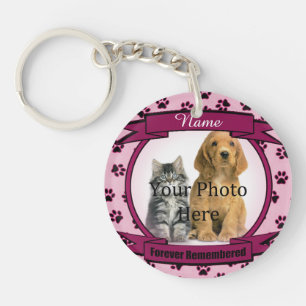 Forever Remembered - Pink Paw Prints Pet Loss Key Ring