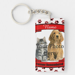 Forever Remembered - Red Paw Prints Pet Loss Key Ring
