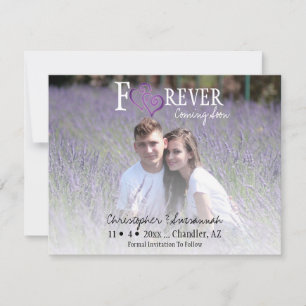 FOREVER Save The Date Purple Linked Hearts Announcement